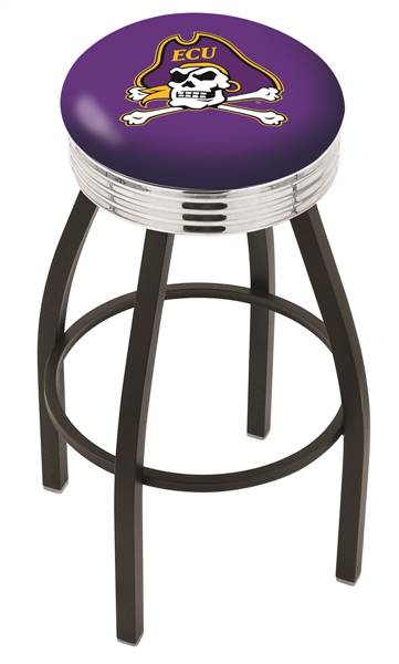  East Carolina 25" Swivel Counter Stool with a Black Wrinkle and Chrome Finish  