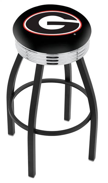  Georgia "G" 25" Swivel Counter Stool with a Black Wrinkle and Chrome Finish  