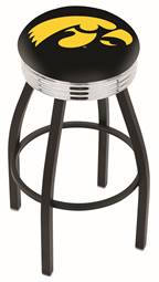  Iowa 25" Swivel Counter Stool with a Black Wrinkle and Chrome Finish  