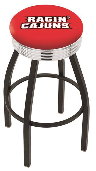  Louisiana-Lafayette 25" Swivel Counter Stool with a Black Wrinkle and Chrome Finish  