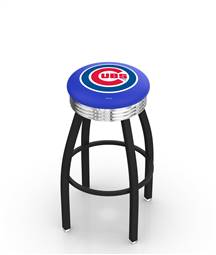  Chicago Cubs 25" Swivel Counter Stool with a Black Wrinkle and Chrome Finish  