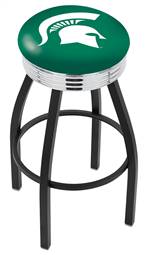  Michigan State 25" Swivel Counter Stool with a Black Wrinkle and Chrome Finish  