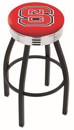  North Carolina State 25" Swivel Counter Stool with a Black Wrinkle and Chrome Finish  