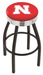  Nebraska 25" Swivel Counter Stool with a Black Wrinkle and Chrome Finish  