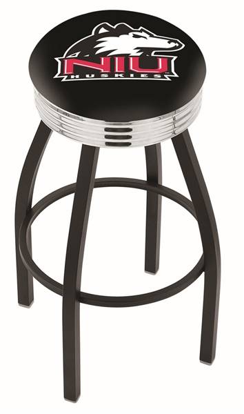  Northern Illinois 25" Swivel Counter Stool with a Black Wrinkle and Chrome Finish  