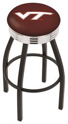  Virginia Tech 25" Swivel Counter Stool with a Black Wrinkle and Chrome Finish  