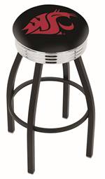  Washington State 25" Swivel Counter Stool with a Black Wrinkle and Chrome Finish  