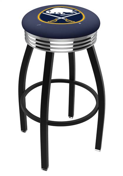  Buffalo Sabres 30" Swivel Bar Stool with a Black Wrinkle and Chrome Finish  