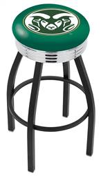  Colorado State 30" Swivel Bar Stool with a Black Wrinkle and Chrome Finish  