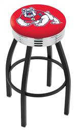  Fresno State 30" Swivel Bar Stool with a Black Wrinkle and Chrome Finish  