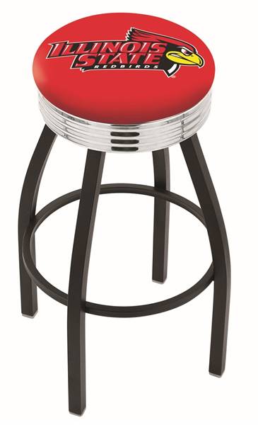  Illinois State 30" Swivel Bar Stool with a Black Wrinkle and Chrome Finish  