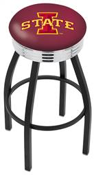  Iowa State 30" Swivel Bar Stool with a Black Wrinkle and Chrome Finish  