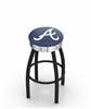  Atlanta Braves 30" Swivel Bar Stool with a Black Wrinkle and Chrome Finish  