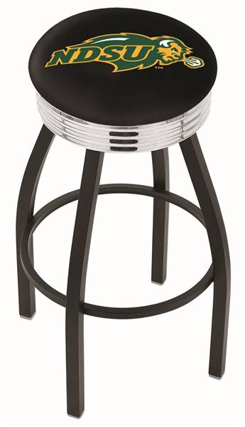  North Dakota State 30" Swivel Bar Stool with a Black Wrinkle and Chrome Finish  