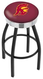  USC Trojans 30" Swivel Bar Stool with a Black Wrinkle and Chrome Finish  