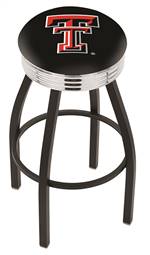  Texas Tech 30" Swivel Bar Stool with a Black Wrinkle and Chrome Finish  