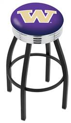  Washington 30" Swivel Bar Stool with a Black Wrinkle and Chrome Finish  