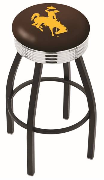  Wyoming 30" Swivel Bar Stool with a Black Wrinkle and Chrome Finish  