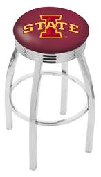  Iowa State 25" Swivel Counter Stool with Chrome Finish  