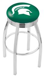  Michigan State 25" Swivel Counter Stool with Chrome Finish  