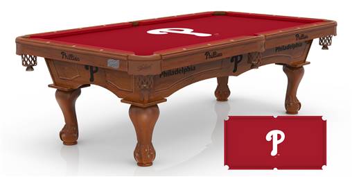 Philadelphia Phillies 8ft Pool Table with a Chardonnay Finish