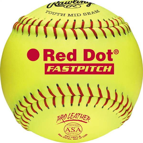 Rawlings ASA NFHS 11 inch Red Dot Leather Softballs (PX11RYLA) ( 1 Dozen Balls) 