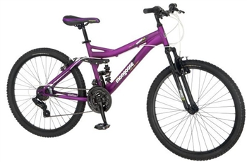 Mongoose Women's Status 2.2 Full Suspension Bicycle (26-Inch Wheels), Matte Purple