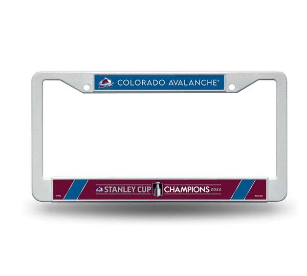 Colorado Hockey Avalanche 2022 Stanley Cup Champions White Plastic License Plate Frame (W/ Printed Inserts)  