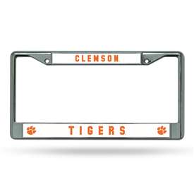 Clemson Tigers Premium 12" x 6" Chrome Frame With Plastic Inserts - Car/Truck/SUV Automobile Accessory    