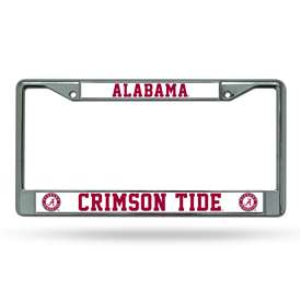 Alabama Crimson Tide Premium 12" x 6" Chrome Frame With Plastic Inserts - Car/Truck/SUV Automobile Accessory    