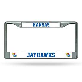Kansas Jayhawks Premium 12" x 6" Chrome Frame With Plastic Inserts - Car/Truck/SUV Automobile Accessory    