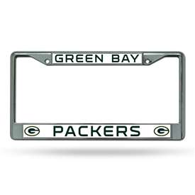 Green Bay Packers Premium 12" x 6" Chrome Frame With Plastic Inserts - Car/Truck/SUV Automobile Accessory    