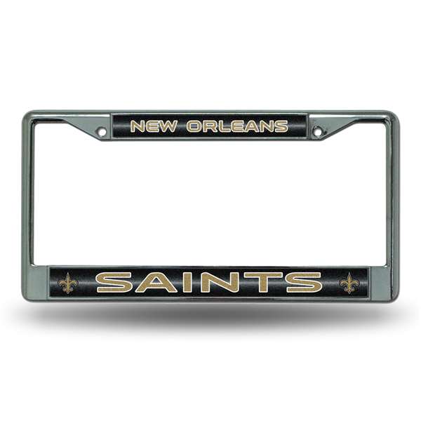 New Orleans Saints Classic 12" x 6" Silver Bling Chrome Car/Truck/SUV Auto Accessory    