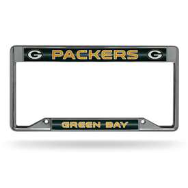 Green Bay Packers Inverted 12" x 6" Silver Bling Chrome Car/Truck/SUV Auto Accessory    