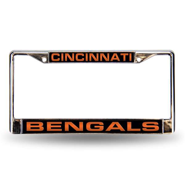 Cincinnati Bengals Black 12" x 6" Laser Cut Chrome Frame - Car/Truck/SUV Automobile Accessory    