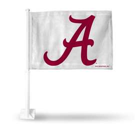 Alabama Crimson Tide Alternate Double Sided Car Flag -  16" x 19" - Strong Pole that Hooks Onto Car/Truck/Automobile    