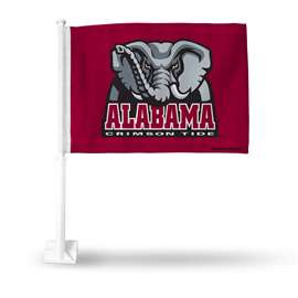 Alabama Crimson Tide Maroon Double Sided Car Flag -  16" x 19" - Strong Pole that Hooks Onto Car/Truck/Automobile    