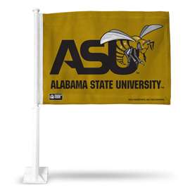 Alabama State Hornets GOLD Double Sided Car Flag -  16" x 19" - Strong Pole that Hooks Onto Car/Truck/Automobile    