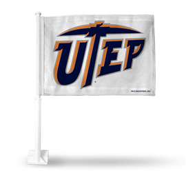 Texas-El Paso Miners - UTEP Alternate Double Sided Car Flag -  16" x 19" - Strong Pole that Hooks Onto Car/Truck/Automobile    