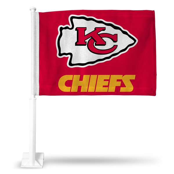 Kansas City Chiefs Red Double Sided Car Flag -  16" x 19" - Strong Pole that Hooks Onto Car/Truck/Automobile    