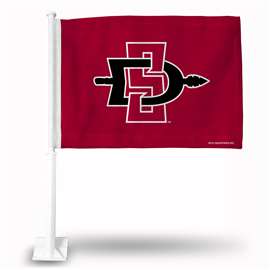 San Diego State Aztecs - SDSU Alternate Double Sided Car Flag -  16" x 19" - Strong Pole that Hooks Onto Car/Truck/Automobile    