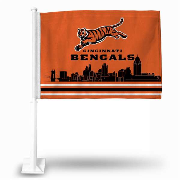 Cincinnati Bengals Alternate Double Sided Car Flag -  16" x 19" - Strong Pole that Hooks Onto Car/Truck/Automobile    