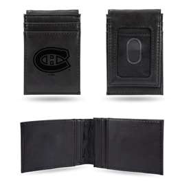 Montreal Canadiens Black Laser Engraved Front Pocket Wallet - Compact/Comfortable/Slim    