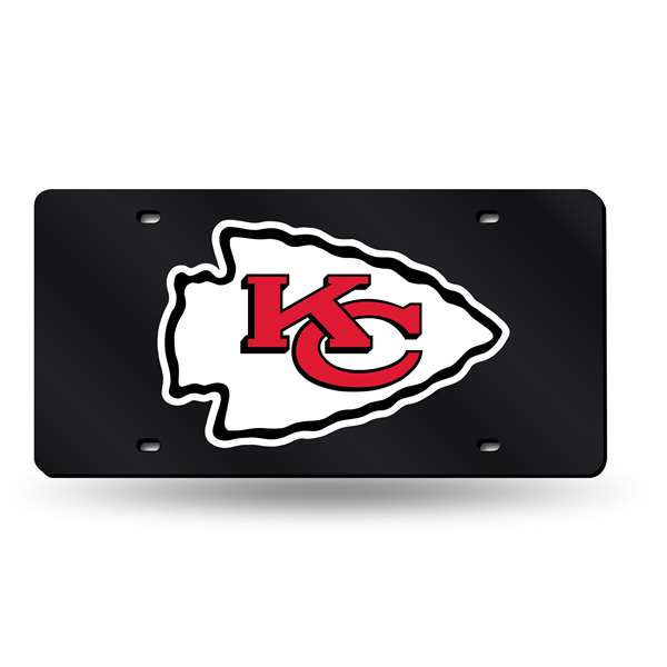 Kansas City Chiefs Black 12" x 6" Laser Cut Tag For Car/Truck/SUV - Automobile D?cor    