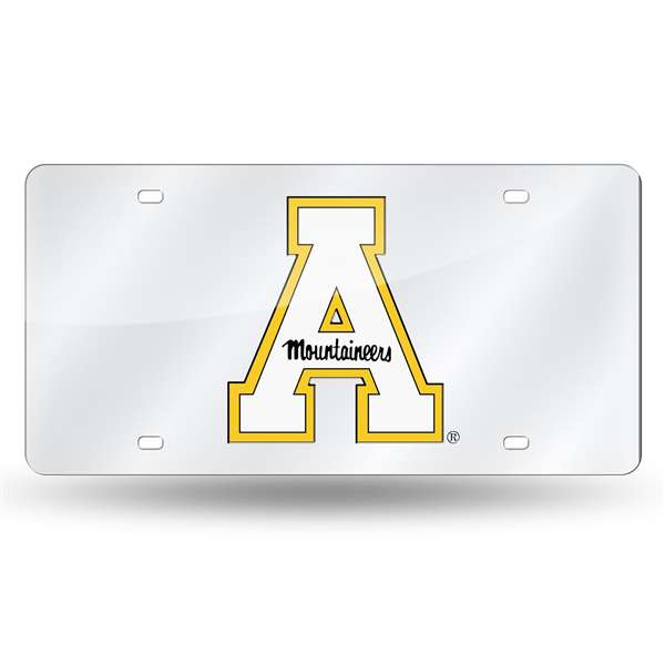 Appalachian State Mountaineers Standard 12" x 6" Silver Laser Cut Tag For Car/Truck/SUV - Automobile D?cor    