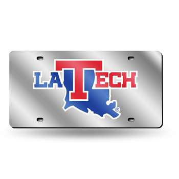 Louisiana Tech Bulldogs  12" x 6" Silver Laser Cut Tag For Car/Truck/SUV - Automobile D?cor    