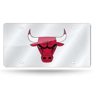 Chicago Bulls Silver 12" x 6" Silver Laser Cut Tag For Car/Truck/SUV - Automobile D?cor    