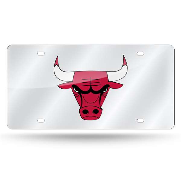 Chicago Bulls Silver 12" x 6" Silver Laser Cut Tag For Car/Truck/SUV - Automobile D?cor    