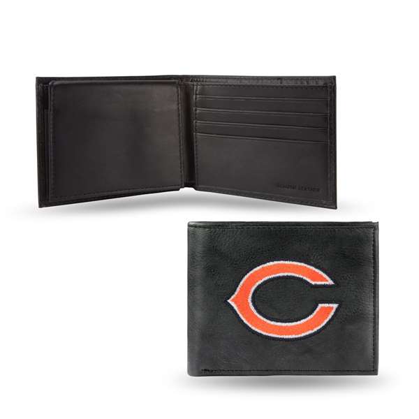 Chicago Bears  Embroidered Genuine Leather Billfold Wallet 3.25" x 4.25" - Slim    