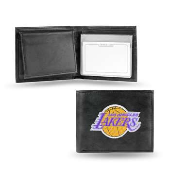 Los Angeles Lakers  Embroidered Genuine Leather Billfold Wallet 3.25" x 4.25" - Slim    